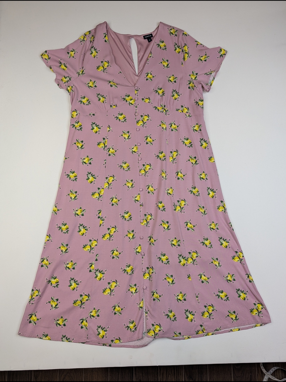 torrid Pink Floral Maxi Dress with Yellow Lemon Print